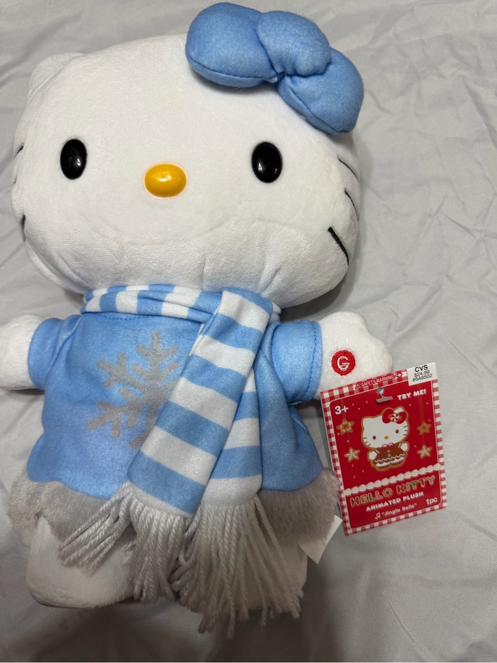 Hello Kitty Blue & White Winter Plush Throw Blanket